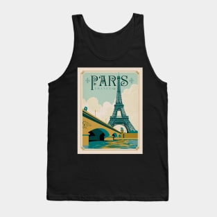 Paris France Eiffel Tower on Seine River Art Print Tank Top